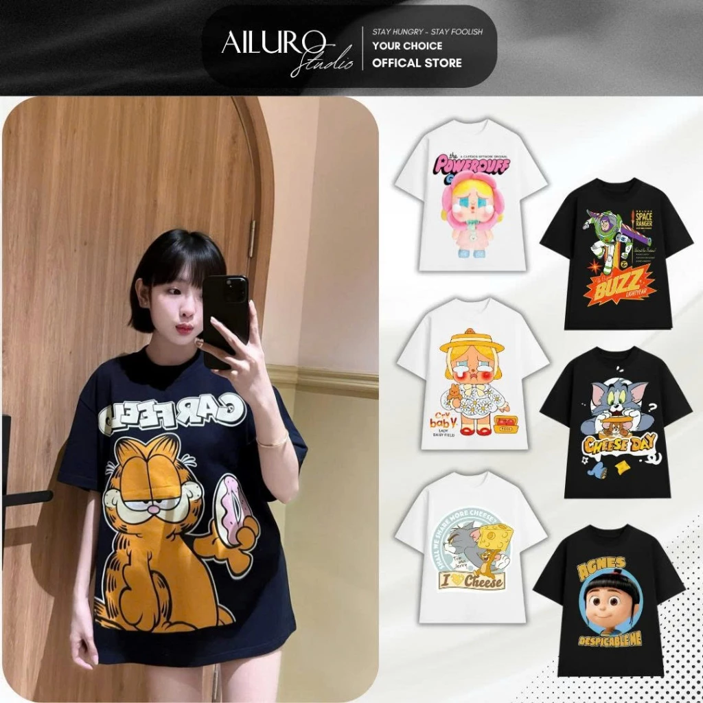 [MỞ BÁN] Áo Thun Tay Ngắn In Hình Dễ Thương Long Sleeve Form Boxy chất 100% Cotton phông tay lỡ nam nữ form rộng