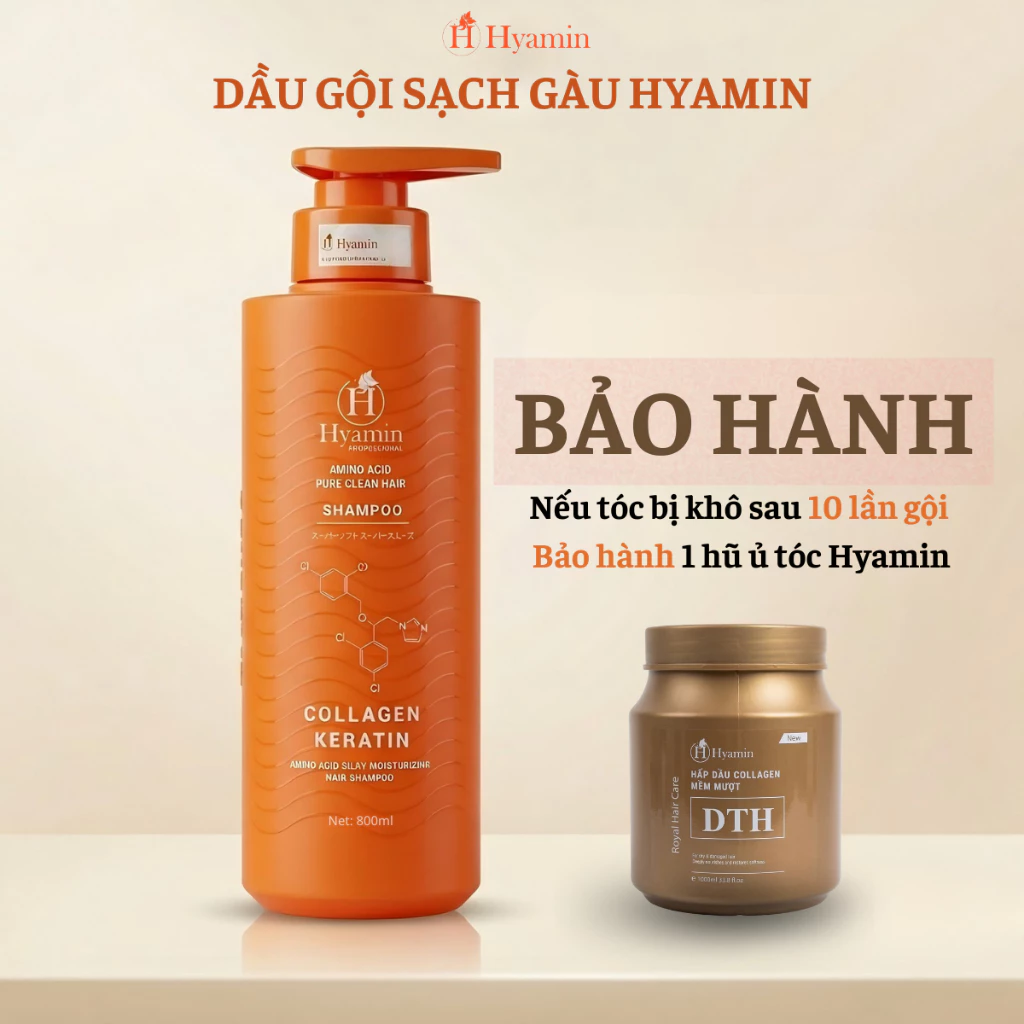 Dầu gội Sạch Gàu Hyamin 800ml - Bảo hành khô tóc sau 10 ngày gội, Sạch Gàu Giảm Ngứa, Không khô bết tóc, Mùi Dễ Chịu