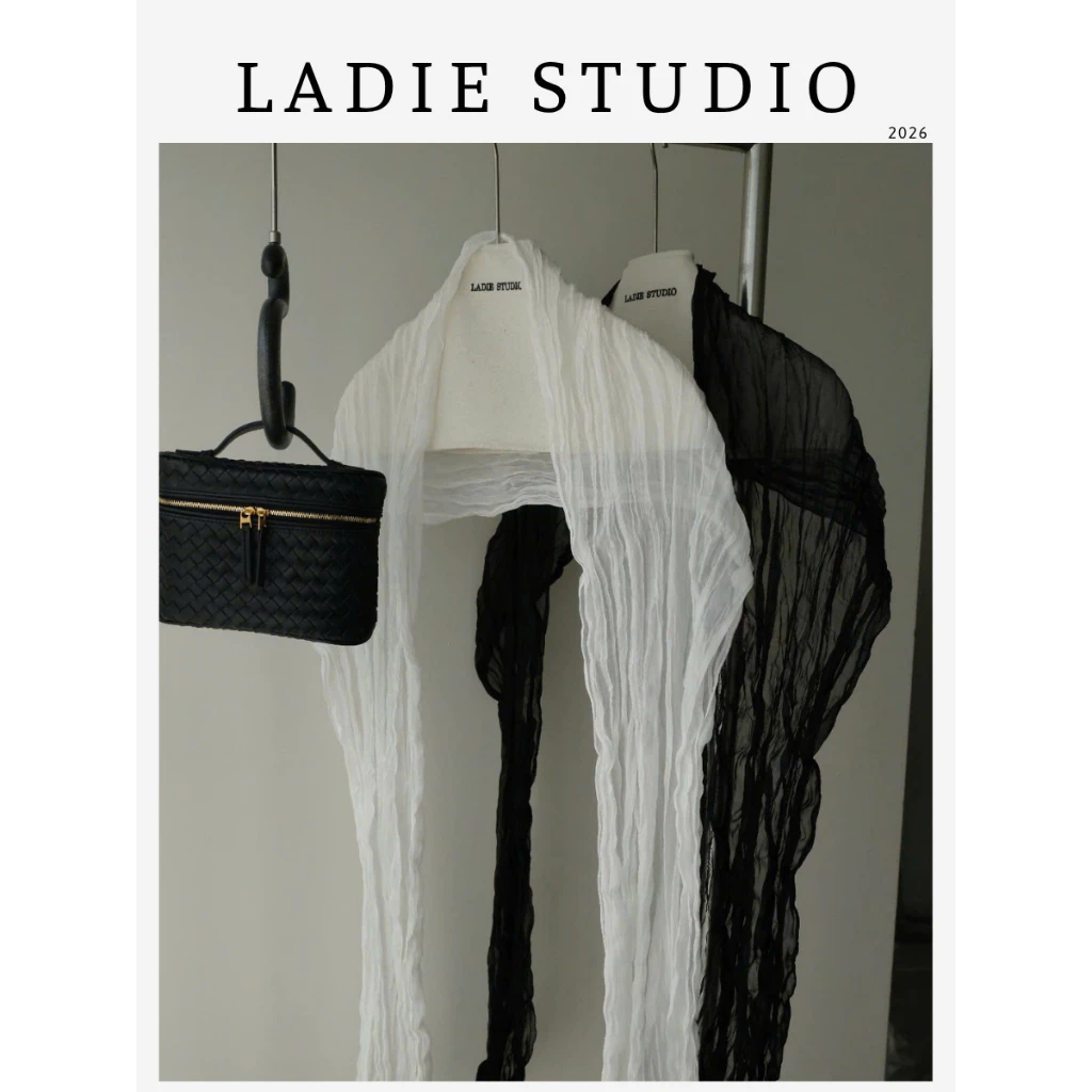 [LADIE STUDIO] Khăn choàng trơn cao cấp hiệu ứng lụa nhăn nhẹ – khăn nữ bản dài phối đồ thanh lịch tối giản KHAN01