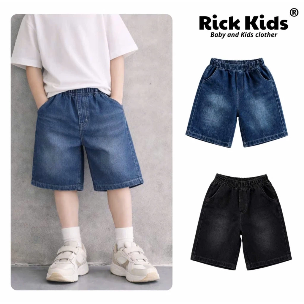 Quần Short jean 2Q Cho bé Nam Nữ Unisex Phong Cách Thoả Mái Năng Động Cho Bé - Rickkids