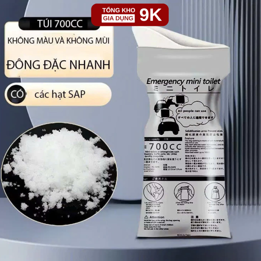 Túi Vệ Sinh Khẩn Cấp 700ml Cho Ô Tô – Túi Đi Vệ Sinh Di Động Tự Hủy, Khử Mùi, Dùng Khi Du Lịch & Kẹt Xe