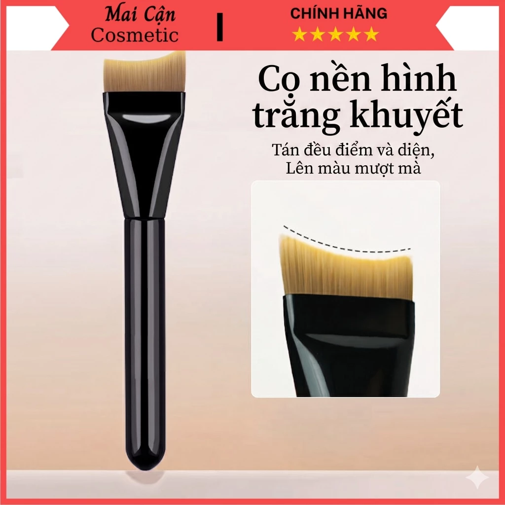 Cọ Tán Kem Nền HZS Hình Trăng Khuyết - Lông Dày Siêu Mịn, Không Ăn Phấn, Tán Nền Mướt Mịn Không Tì Vết
