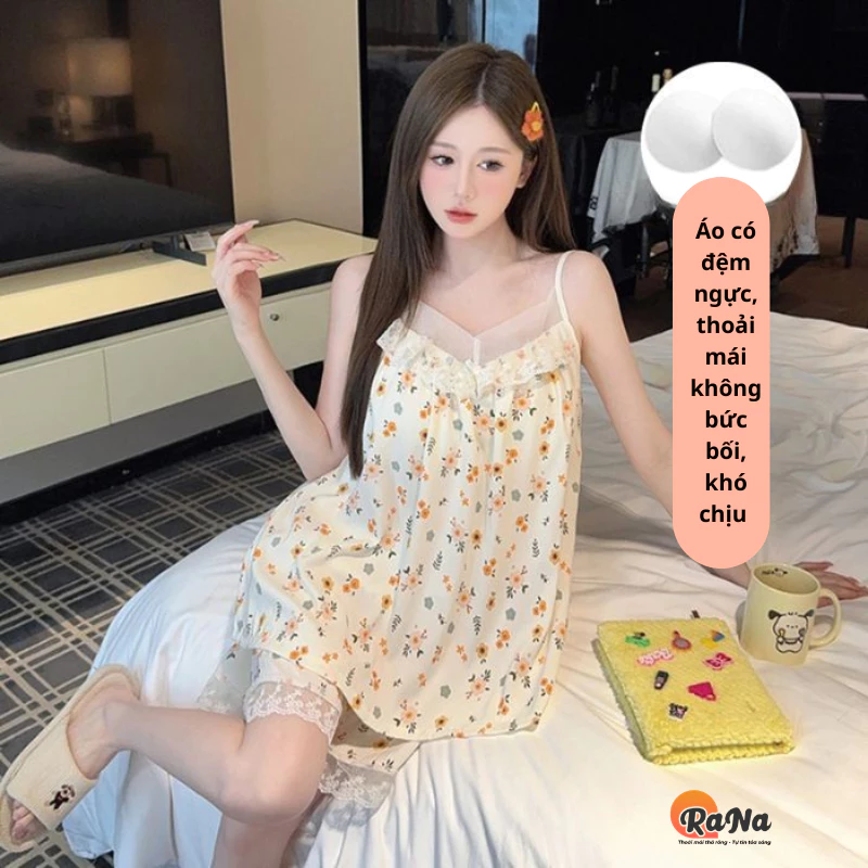 Bộ áo 2 dây RaNa có sẵn đệm ngực cho nữ mặc mùa hè mát mẻ tiện lợi thoải mái khi mặc nhà có nhiều kiểu khác nhau