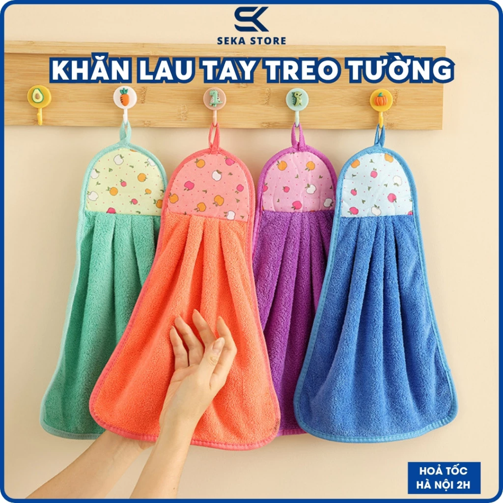 Khăn Lau Tay Nhà Bếp Có Móc Treo Siêu Thấm Nước Khăn Lau Tay Cotton