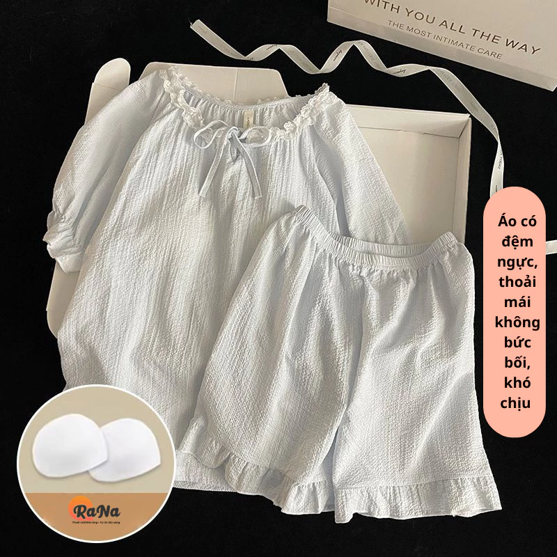 Bộ Đồ Ngủ, Quần áo Nữ Mặc Nhà Pijama Cotton Có Đệm Ngực - RaNa