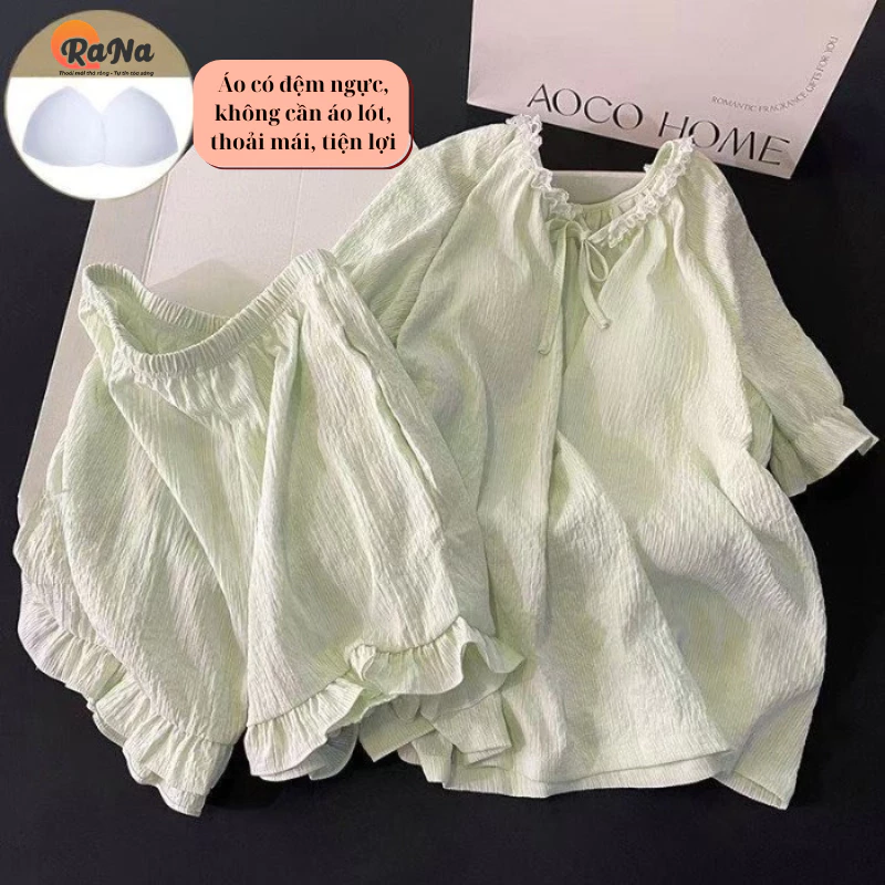 Bộ Pijama Ngắn Tay Mùa Hè – Chất Liệu Mềm Mại, Đệm Ngực mềm mại Rana