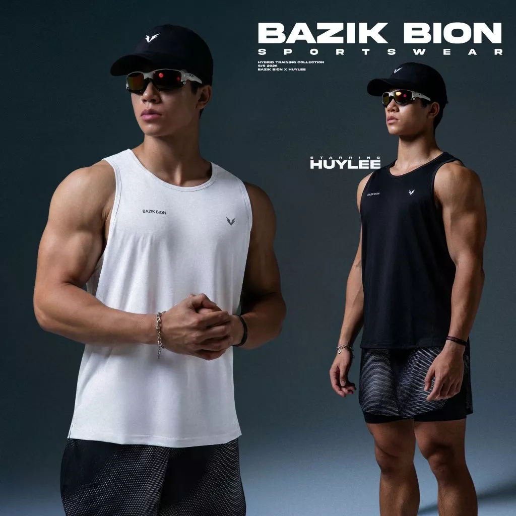 [HUYLEE] Tanktop Thể Thao Chạy Bộ Nam Bazik Bion Beat Yesterday BionAir Co Giãn 4 Chiều, Thoáng Khí - A58