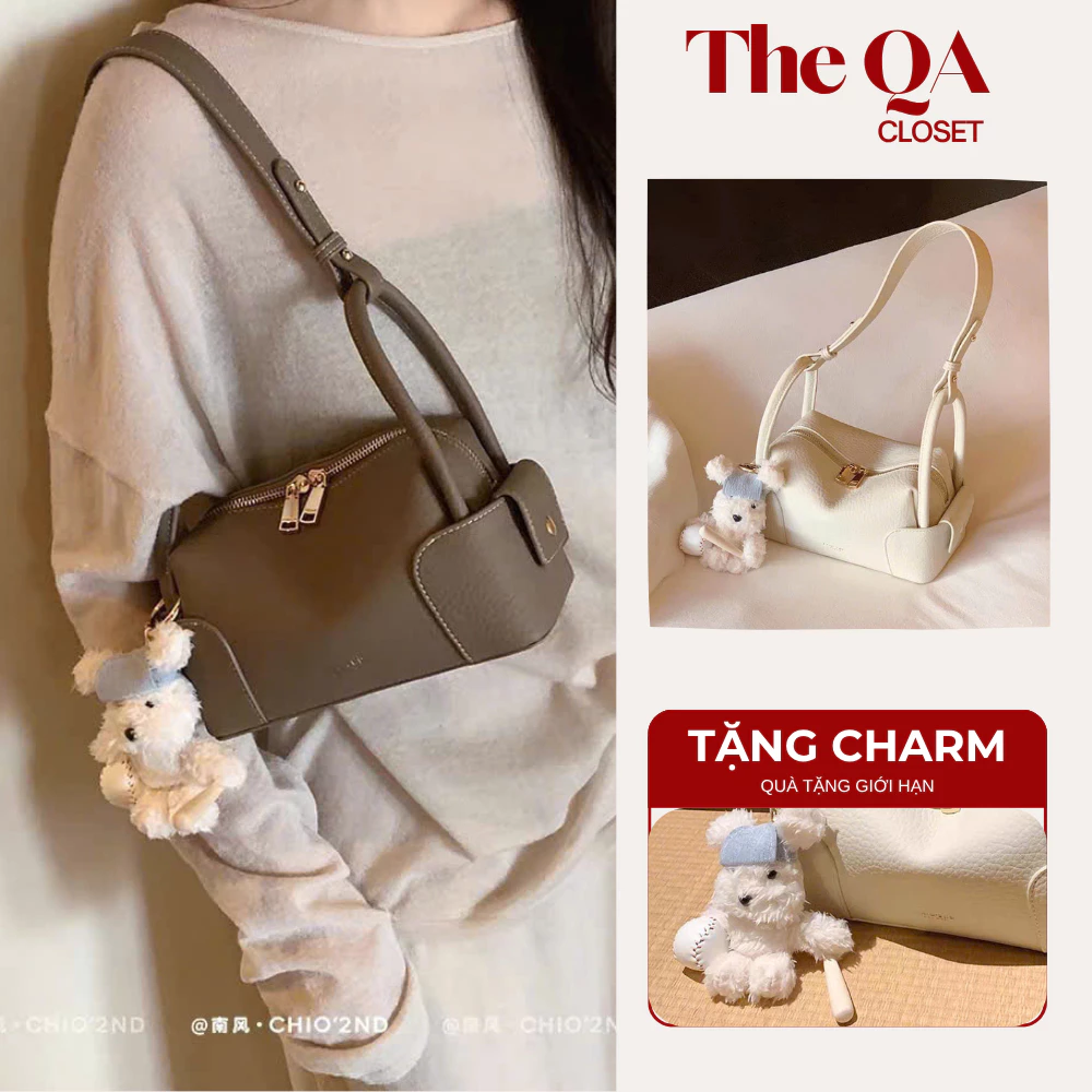 [GIẢM 30K] Túi Xách Nữ, Túi Chio2nd Dáng Quai Dài Tặng Kèm Charm Gấu Bóng Chày Xinh Xắn