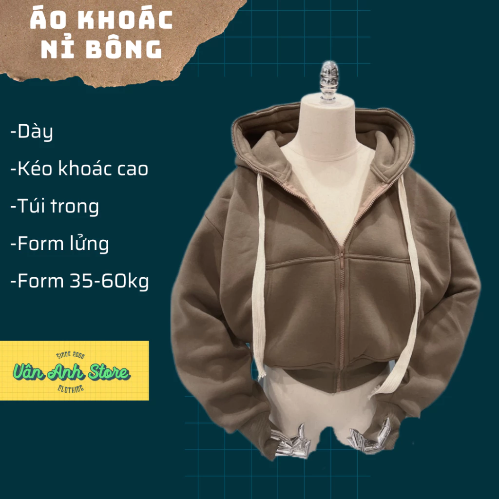 Áo khoác dệt lửng túi trong xỏ ngón tay kéo khoá cao lên tới khẩu trang, áo khoác nữ chống nắng tốt hoodie zip women top