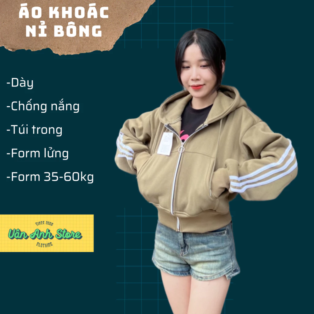 Áo Khoác Nỉ Lửng Bo Chun Sọc lưng Chống Nắng tốt, áo khoác nữ có túi trong xỏ ngón tay form 40-65kg mặc đẹp hoodie zip