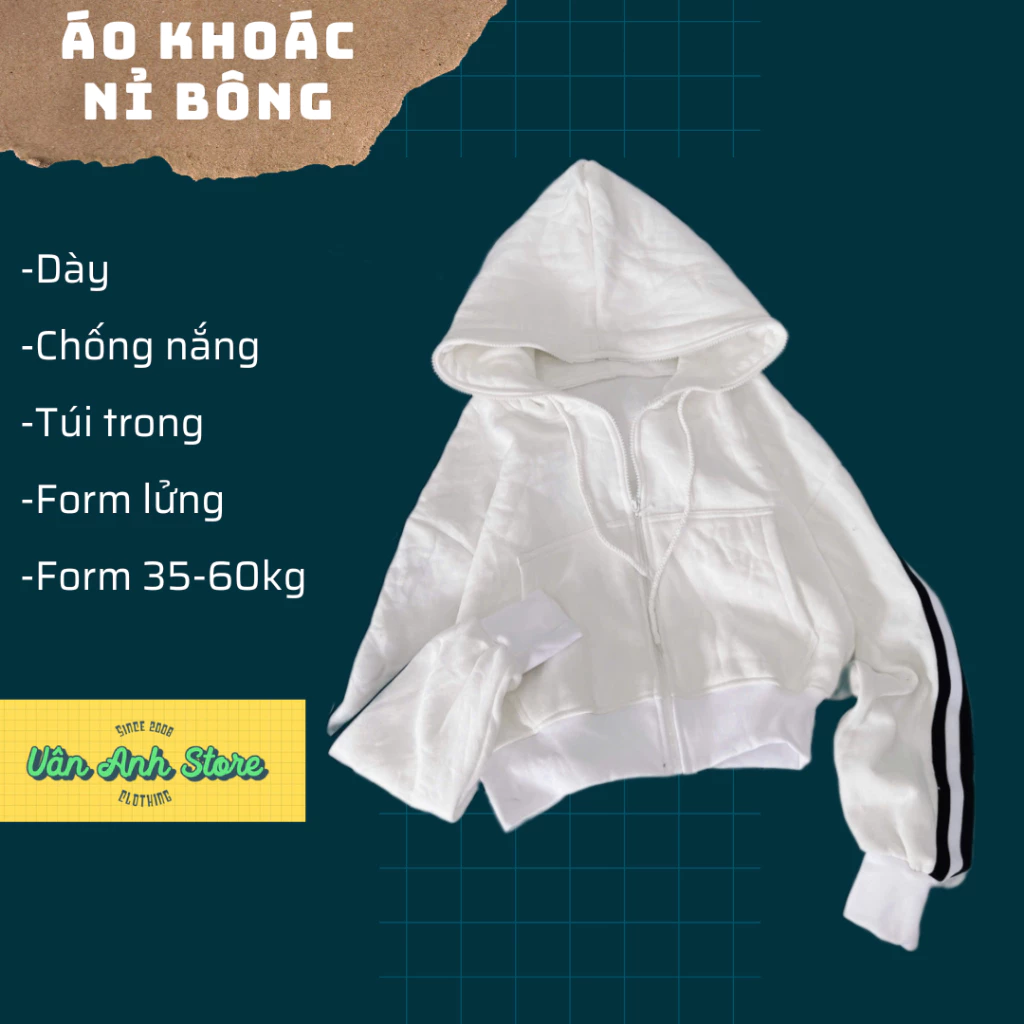 Áo Khoác Nỉ Bông Vải MỎNG Mịn Form Lửng Ngắn Nữ Sọc Tay, áo khoác nữ chồn nắng túi trong form 35-55kg mặc đẹp Women Top