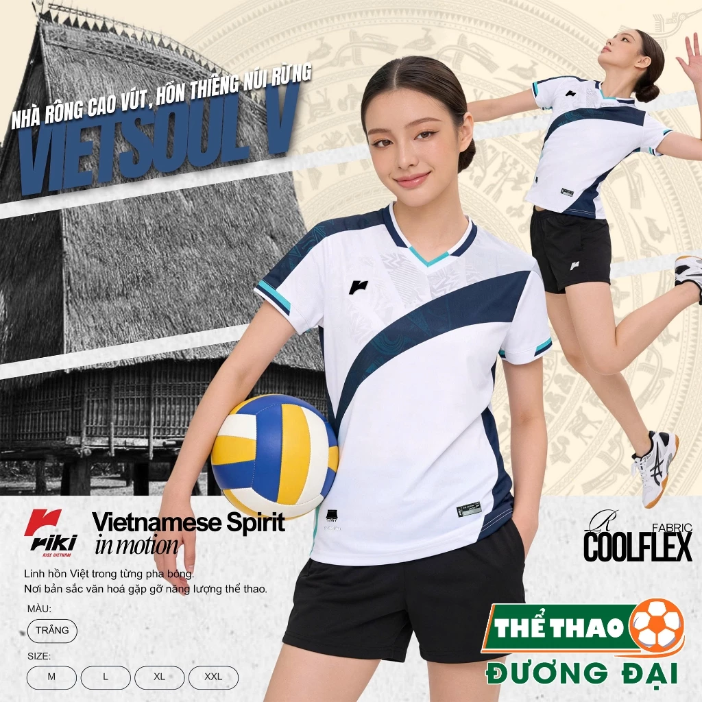 BST Quần Áo Bóng Chuyền Có Túi Riki Vietsoul V Thun Mè R-Coolflex Thể Thao Đương Đại