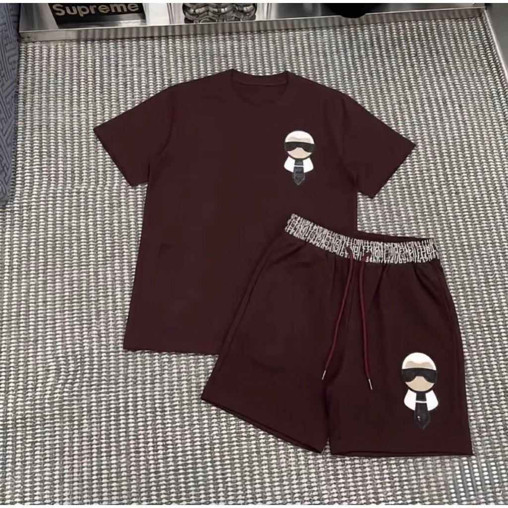 Bộ cộc nam áo thun fedi phối kèm quần short fedi chất thun lạnh dành cho nam nữ