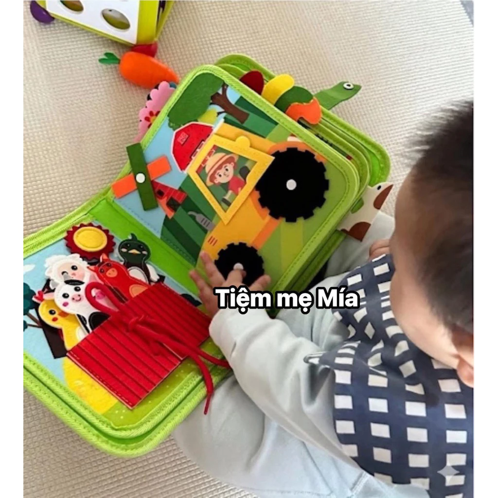 Sách vải bận rộn cho bé, busy book, đồ chơi giáo dục sớm, học liệu giáo dục sớm cho bé từ 1 tuổi.