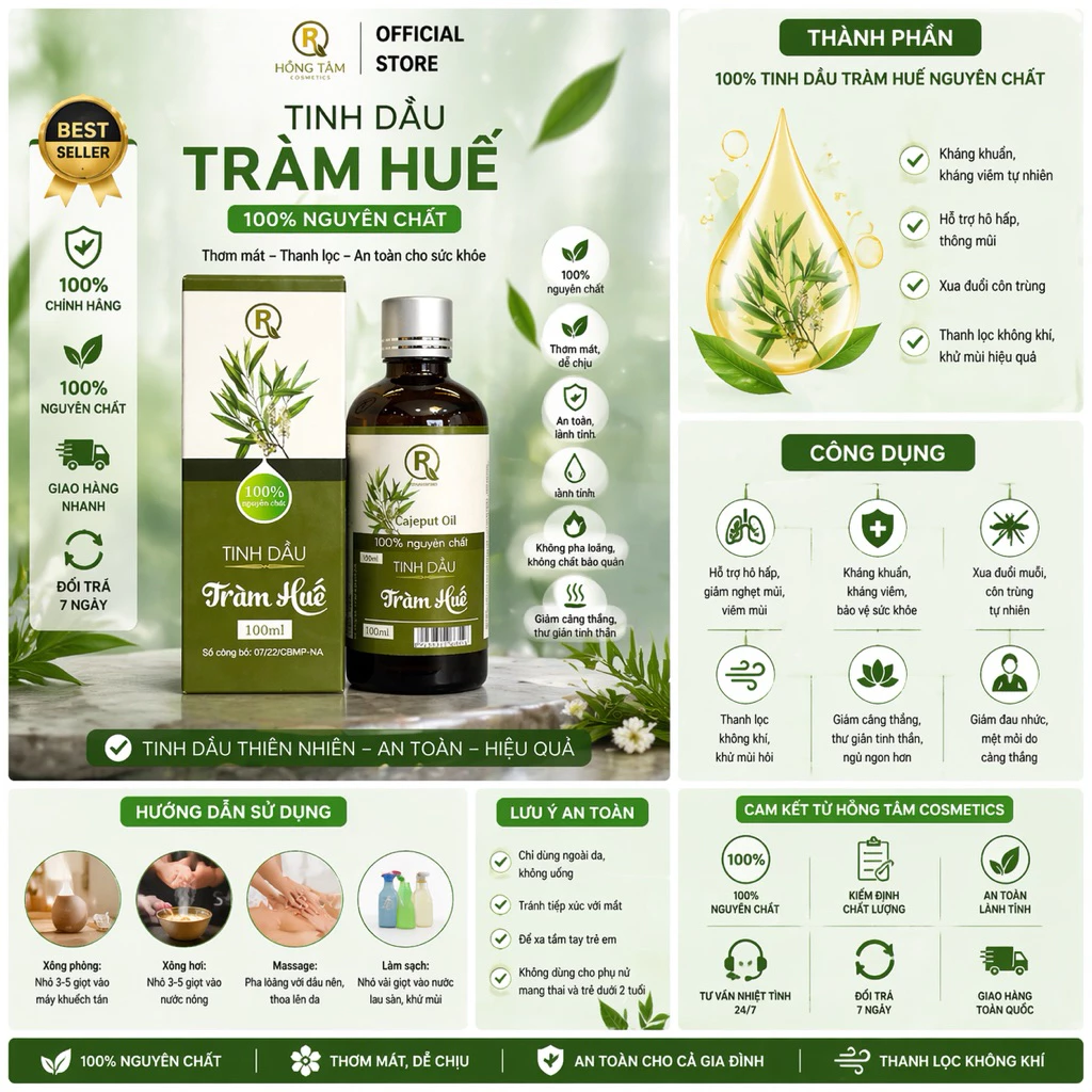 Tinh Dầu Tràm Huế Hồng Tâm Mul Rose 100ml Chính Hãng Thơm Phòng Thư Giãn