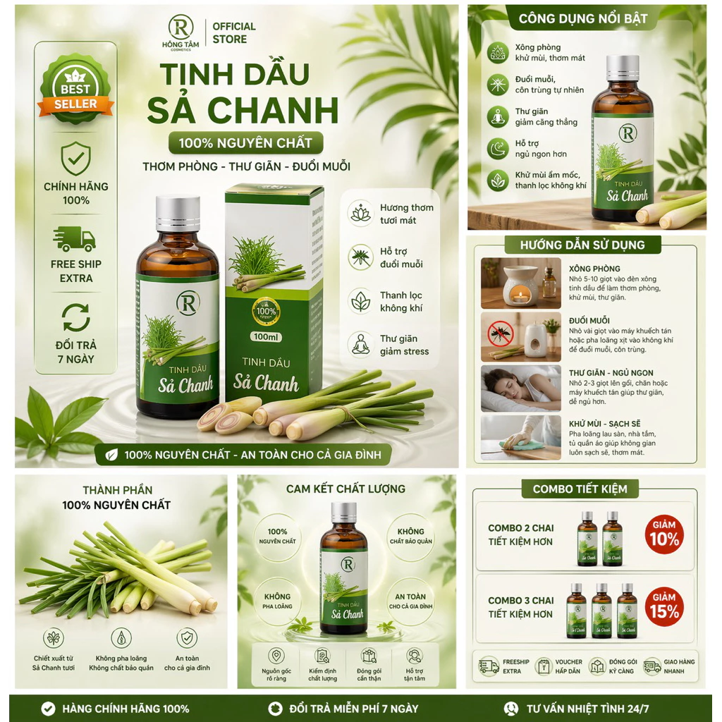Tinh Dầu Sả Chanh Mul Rose 100ml Chính Hãng Thơm Phòng Khử Mùi Không Gian
