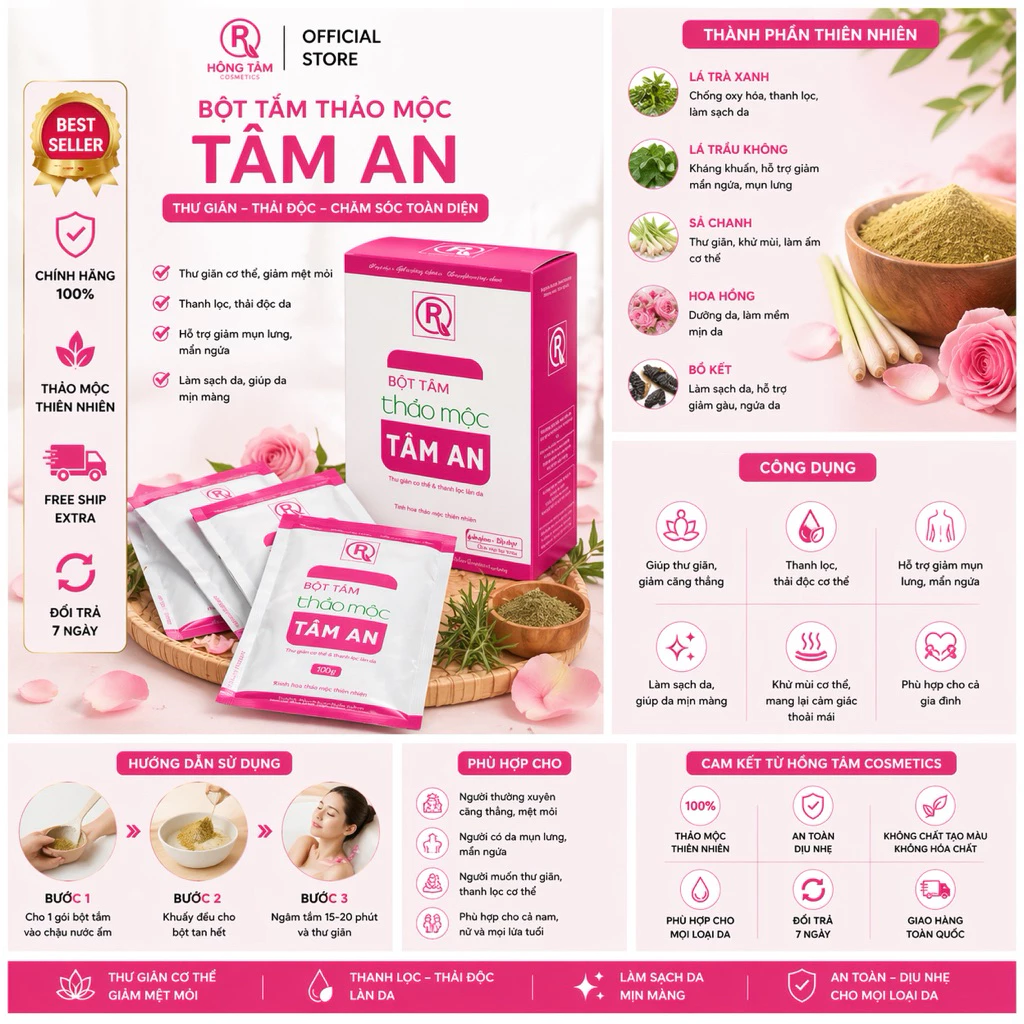 Bột Tắm Thảo Mộc Tâm An Mul Rose Chính Hãng Dịu Nhẹ Giúp Da Sáng Mịn