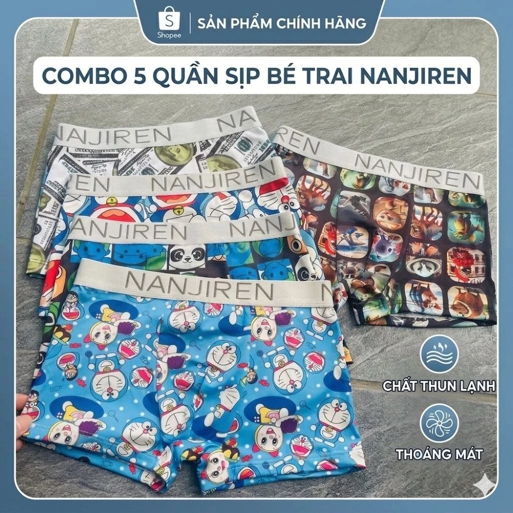 ​💥 COMBO 5 QUẦN SỊP BÉ TRAI NANJIREN – CHẤT THUN LẠNH CAO CẤP 💥