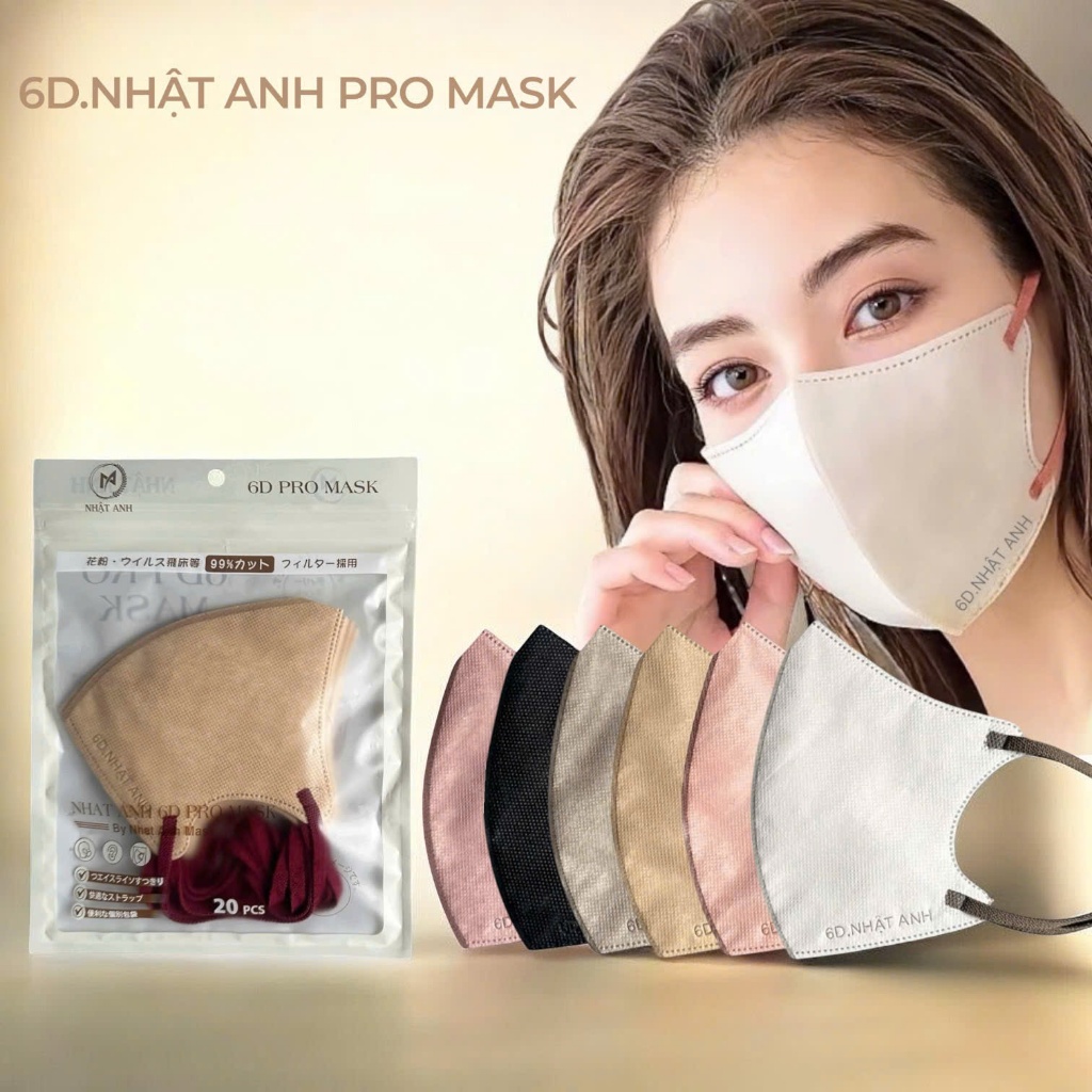 Khẩu Trang 6D NHẬT ANH Pro Mask 3 Lớp Kháng Khuẩn Quai Chun Mềm Mịn