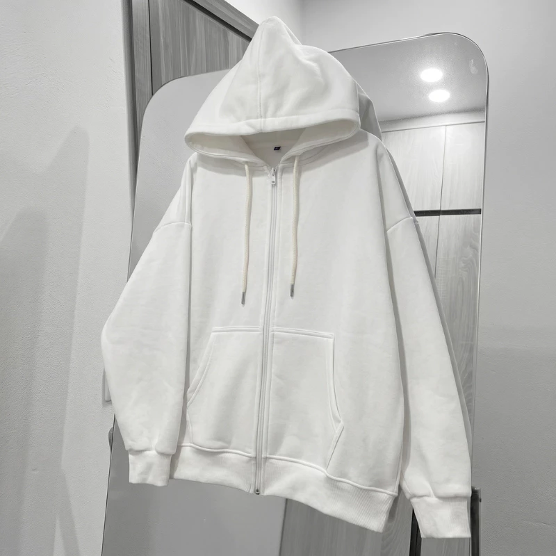 Áo Hoodie Zip Trắng Form Rộng Unisex Basic Local Brand Áo Khoác Nỉ Streetwear Hàn Quốc (  CÓ TÚI TRONG )