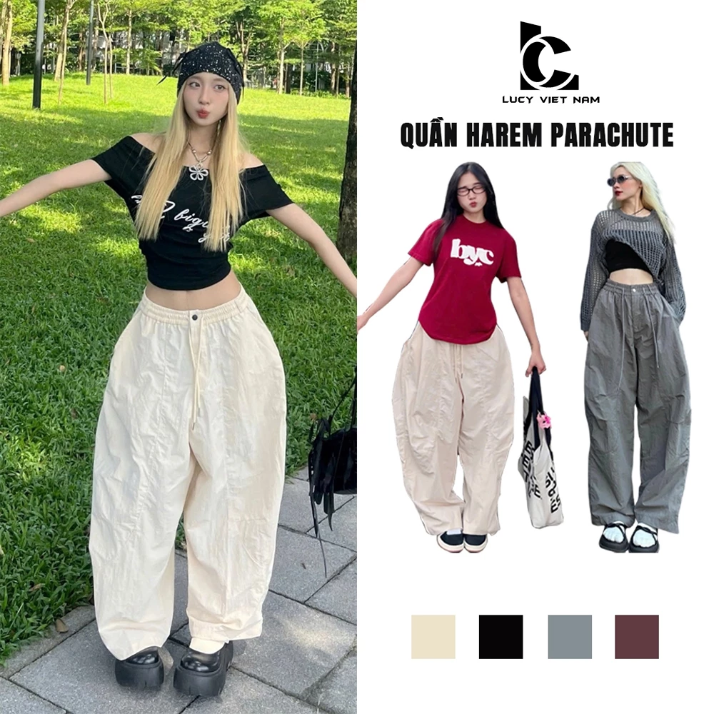 Quần Harem Dáng Thụng Ống Siêu Rộng Vải Gió Nhăn Thoáng Mát  AVO AVOCADO Oversized Harem Pants Summer