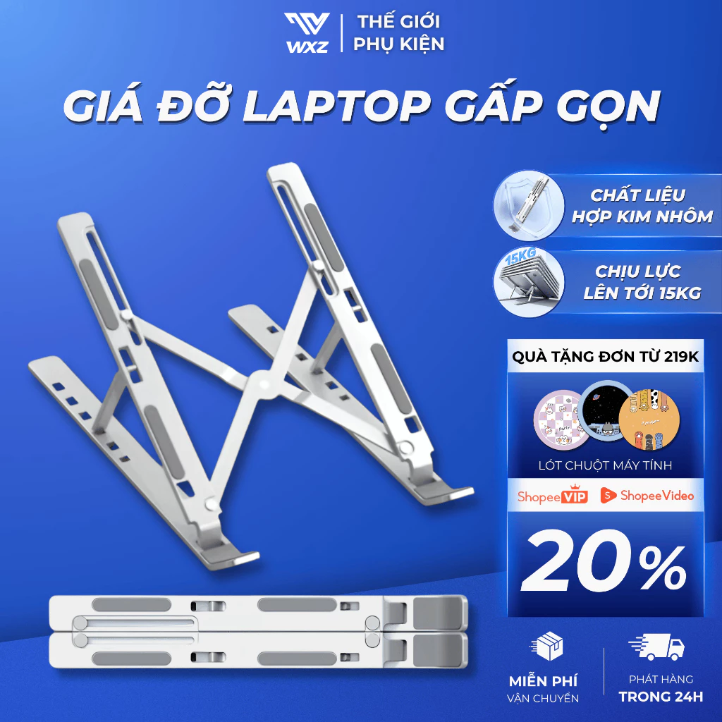 Giá Đỡ Laptop Macbook Hợp Kim Nhôm Gấp Gọn N3 7 Nấc Chiều Cao Tản Nhiệt Chống Trượt Cải Thiện Tư Thế