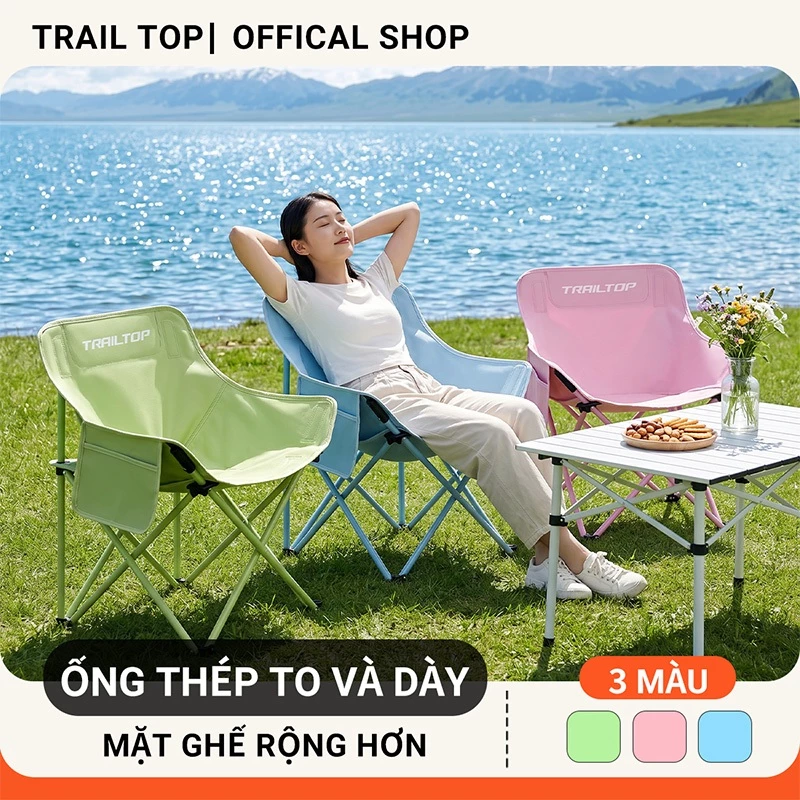 【COD】Trailtop Ghế Camping Gấp Gọn Thư Giãn Dã Ngoại Du Lịch Cao Cấp Ngoại Dễ Mang Đi