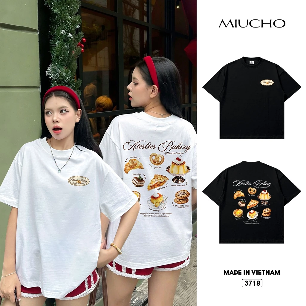 Áo thun nữ form boxy dễ phối Miucho Bakery chất thoáng mát 3718