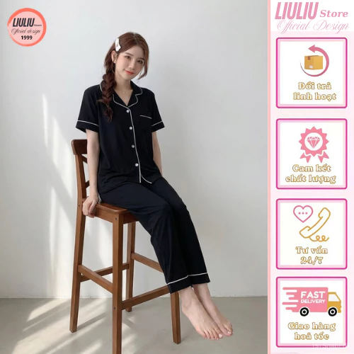 Bộ đồ ngủ nữ cao cấp, bộ pijama đùi lụa  cộc tay, quần dài mềm mại BN20