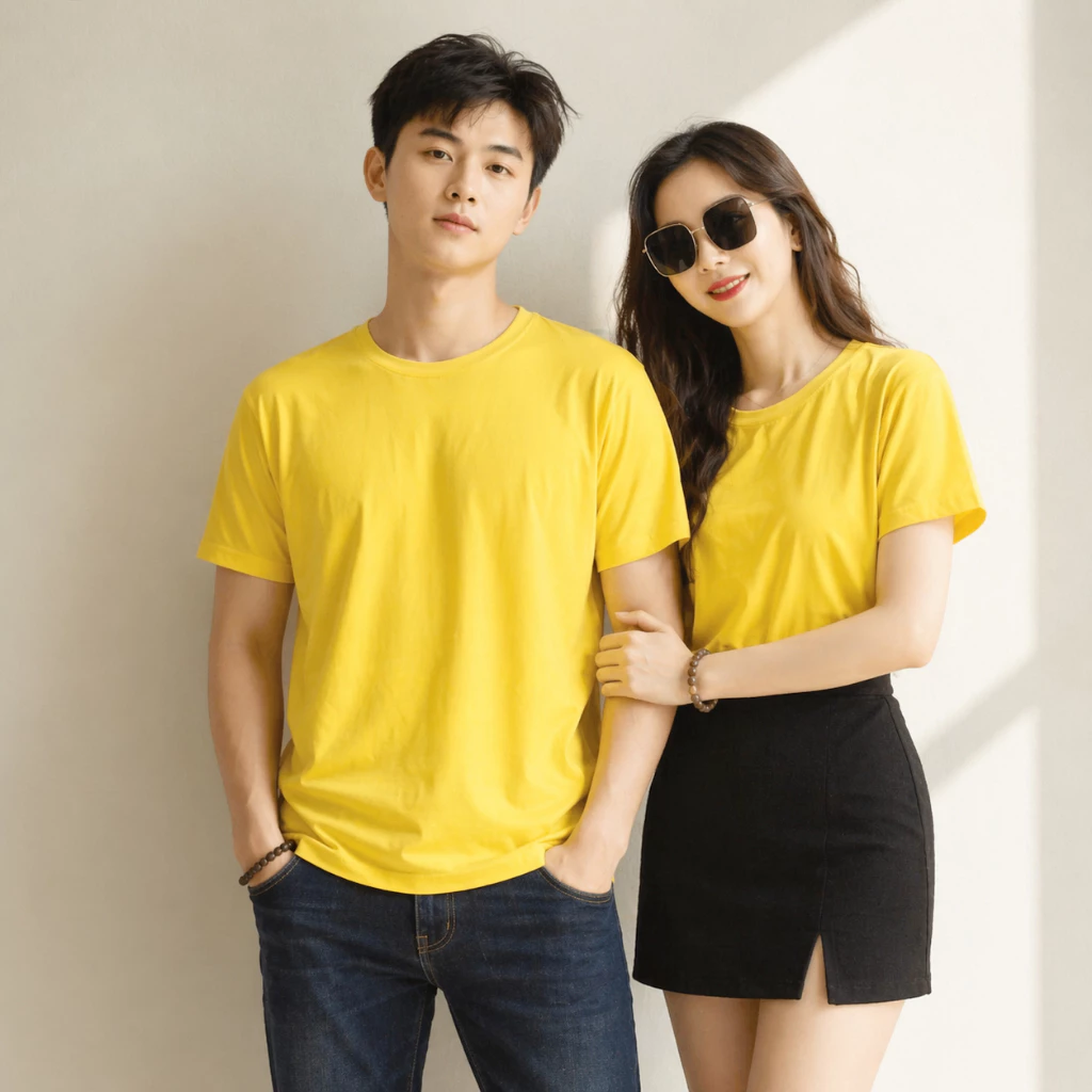 Áo Thun Trơn Màu Vàng Cúc Thoitrang24h Phom Xuông  Nam Nữ Đủ Size Vải Dày Mịn Không Xù Lông
