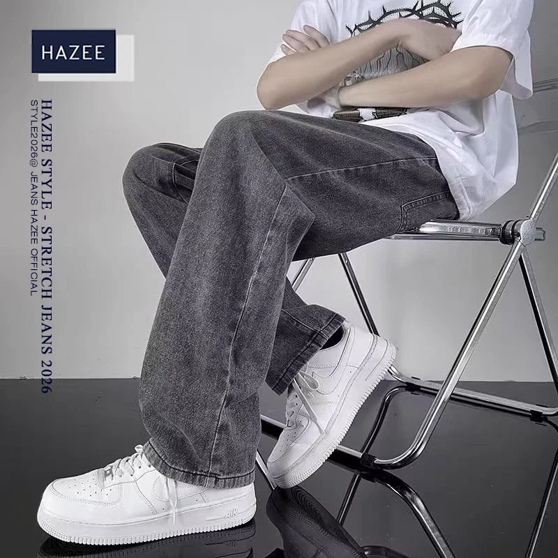Quần Jean Nam Ống Suông Rộng HAZEE, Vải Denim Co Giãn Nhẹ Dày Dặn Phong Cách Streetwear