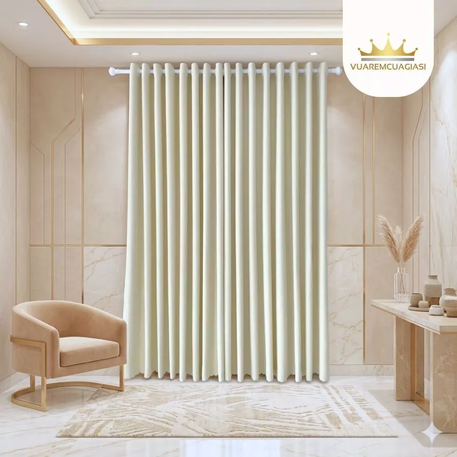 Rèm cửa màu Vàng Kem-N5 vải bố cao cấp chống nắng đầy đủ kích thước rèm cửa đi cửa chính vuaremgiasi