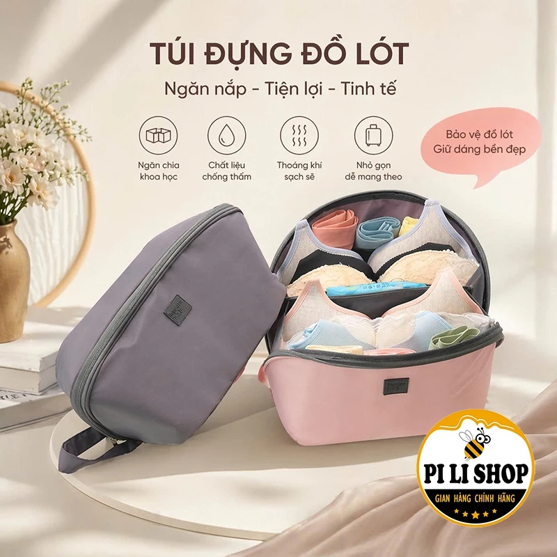 Túi Đựng Quần Lót Áo Ngực Vải Chống Thấm Nước, Túi Đựng Đồ Lót Du Lịch Nhiều Ngăn Gấp Gọn Tiện Lợi
