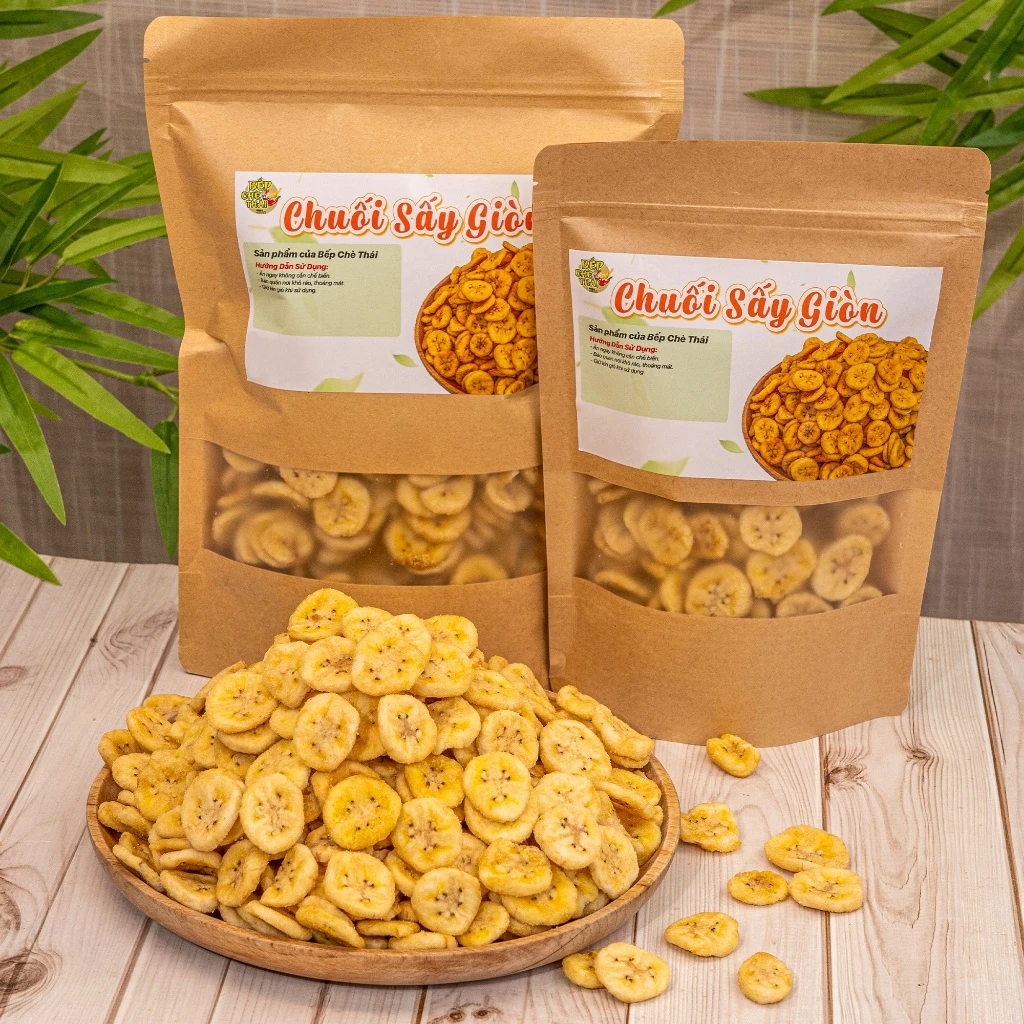 Chuối Sấy Giòn - Túi 250gr/500gr - vị ngọt thanh - giòn tan - thơm phức - Bếp Chè Thái