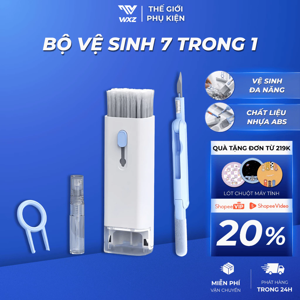 Bộ Dụng Cụ Vệ Sinh 7 Trong 1, Dụng Cụ Vệ Sinh Bàn Phím, Tai Nghe, Màn Hình Máy Tính Điện Thoại