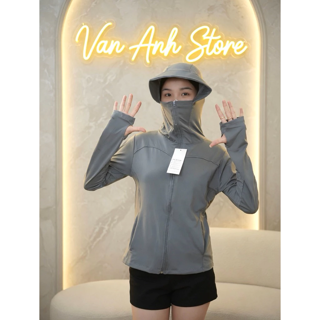 Áo Khoác Thun Lạnh Nón To Form Ôm Freesize 38-60kg, khoác nữ form vừa dài áo 50cm thun co giãn 4c có túi trong xỏ ngón