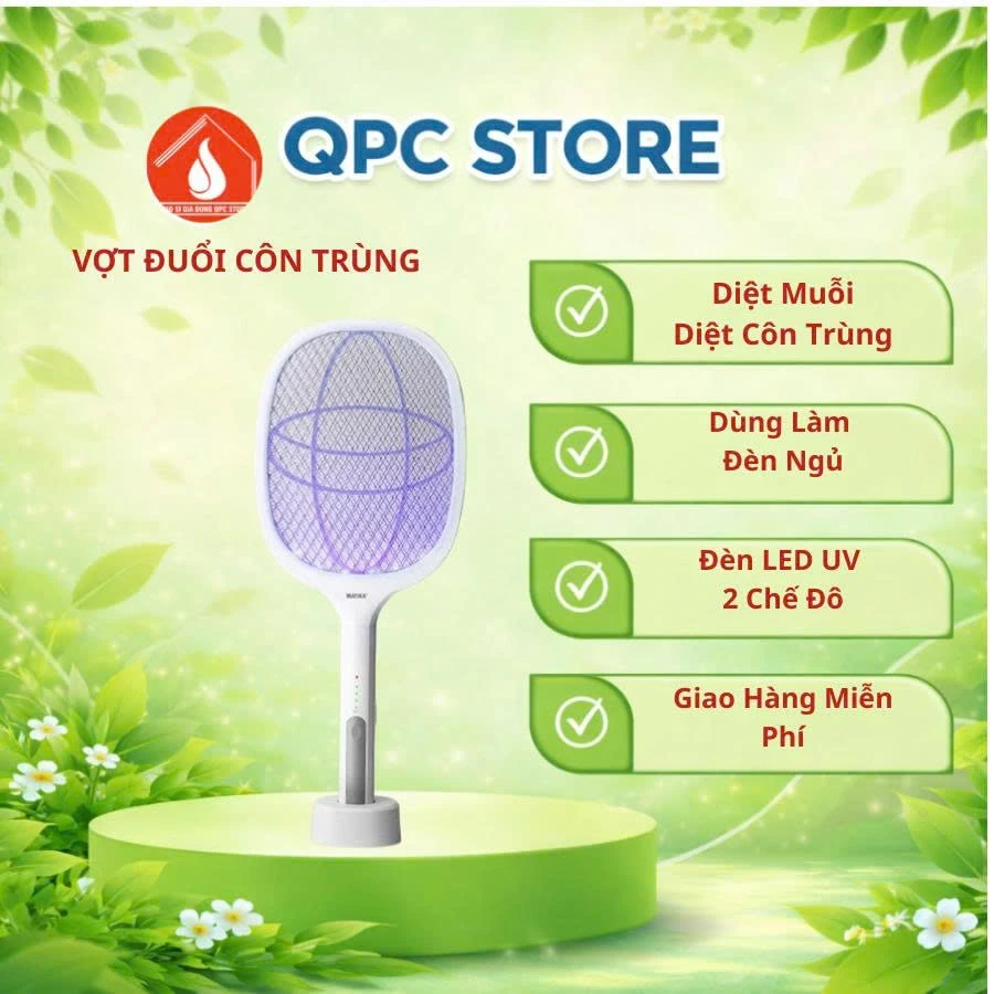 Vợt muỗi tự động kiêm đèn bắt muỗi 2 in 1 tự động sạc tích điện, vợt bắt muỗi thông minh cao cấp để bàn A11