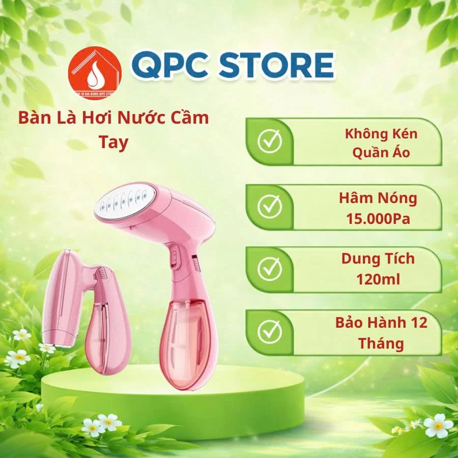 Bàn ủi hơi nước cầm tay gấp gọn, Bàn là hơi nước công suất 1500W, Là thẳng mọi loại vải, Bình 130ml, Bảo Hành 1 Đổi 1Bàn