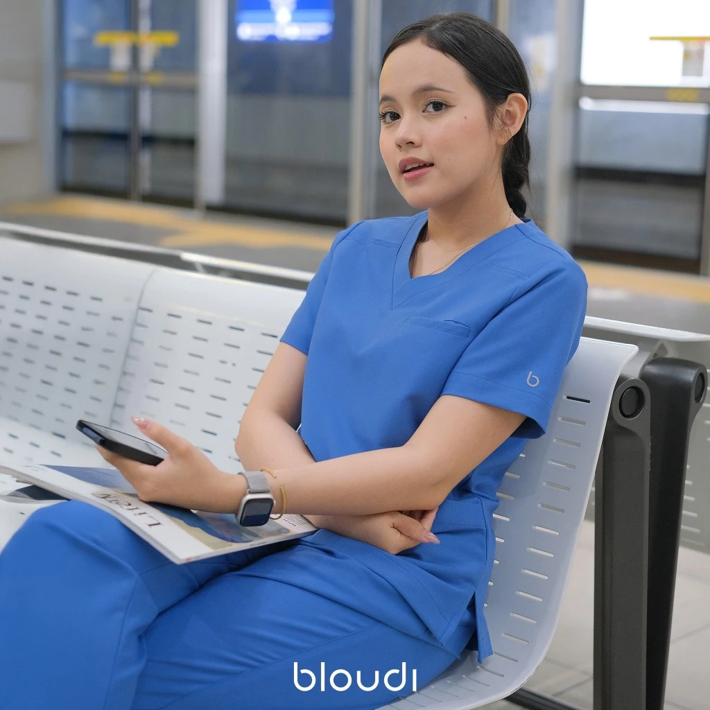 Bộ Scrubs Nữ BLOUDI Plus, Đồ Scrub Y Tế Túi Đa Ngăn Tiện Dụng, đồng phục phòng khám, spa, nha khoa