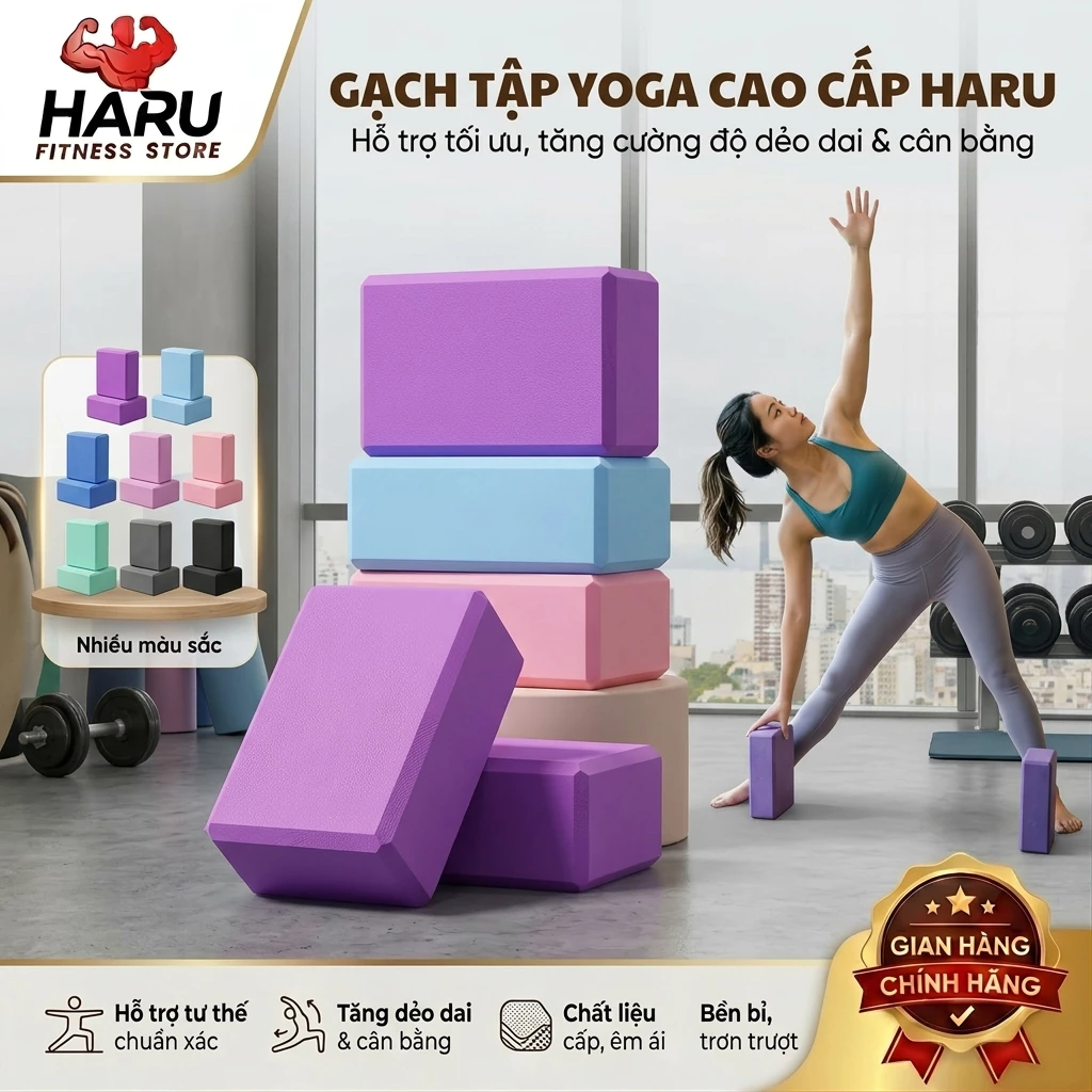 Gạch Yoga HARU HR69 – Block Yoga Xốp EVA Cao Cấp Chống Trượt, Hỗ Trợ Giãn Cơ & Thăng Bằng Hiệu Quả