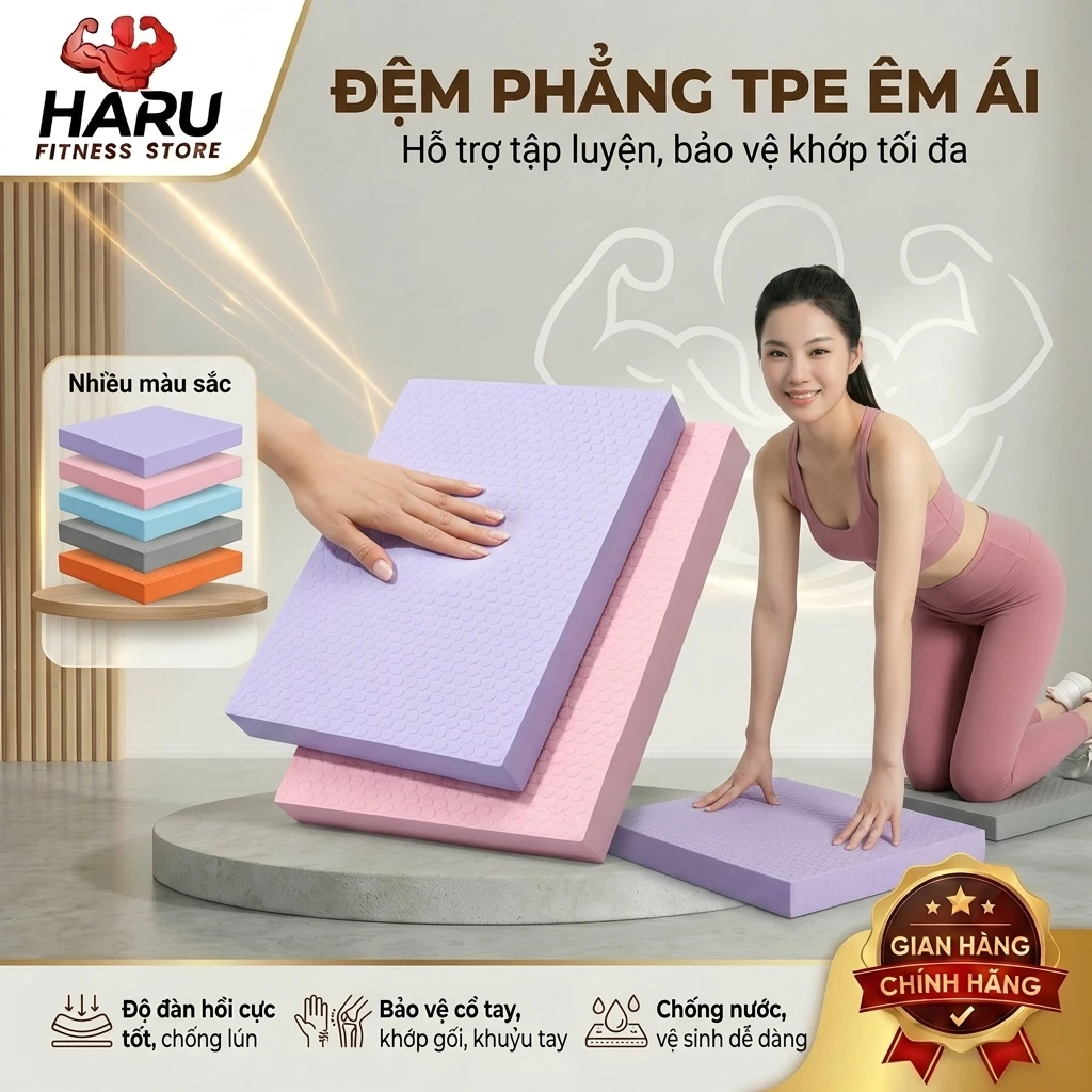 Đệm Plank TPE HARU HR14 - Đệm Thăng Bằng Yoga Chống Trượt 3D Êm Ái Tập Tại Nhà