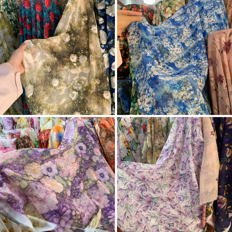 ⚡GIÁ SỈ⚡Vải tằm ép hoa/ voan chiffon hoa chất mềm, rủ loại đẹp