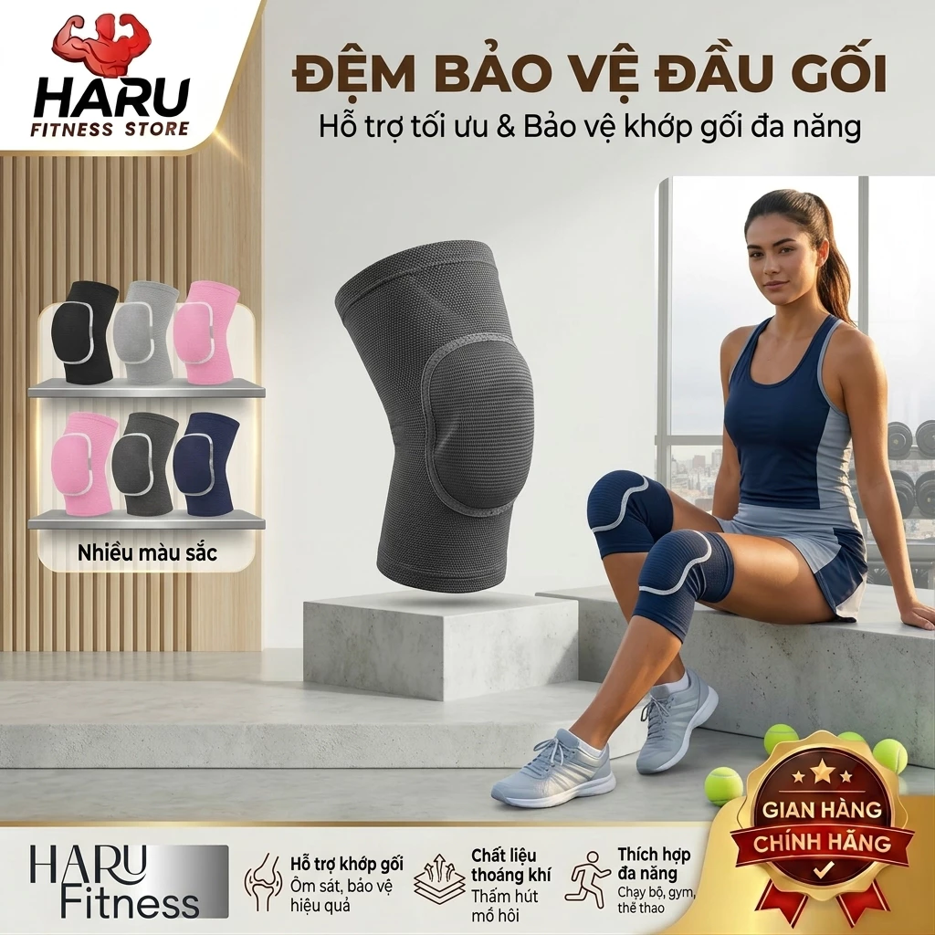 Đệm Đầu Gối HARU HR11 - Miếng Bảo Vệ Gối EVA Chống Chấn Thương Gym Pickleball Thể Thao