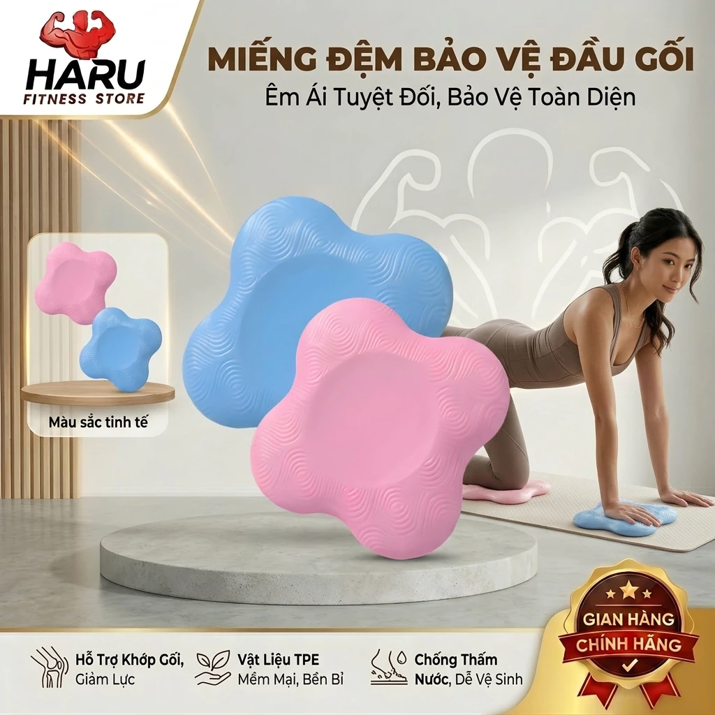 Đệm Bảo Vệ Đầu Gối HARU Yoga – Lót Gối Siêu Êm Chống Trượt, Nhỏ Gọn Dễ Mang HR41