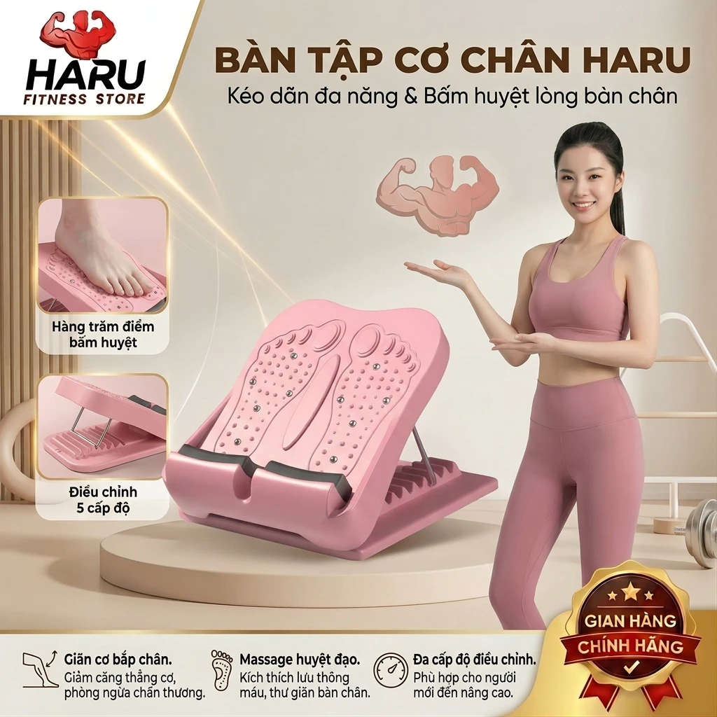 Bàn Tập Cơ Chân HARU Duỗi Bắp Chân Chống Trượt - Cải Thiện Chân Vòng Kiềng, Nhỏ Gọn Dễ Mang HR45