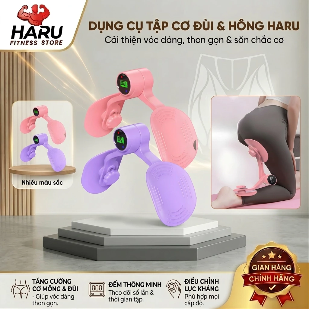 Dụng Cụ Tập Cơ Đùi Mông Thông Minh Haru – Máy Tập Phục Hồi Sàn Chậu, Làm Thon Gọn Đùi HR51