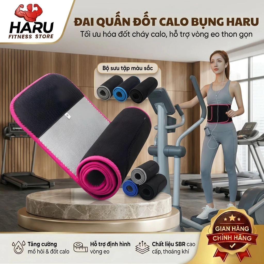 [SINH NHIỆT ĐỐT MỠ] Đai Quấn Bụng HARU HR60 - Có Túi Đựng Điện Thoại, Thấm Mồ Hôi, Hỗ Trợ Chạy Bộ & Gym