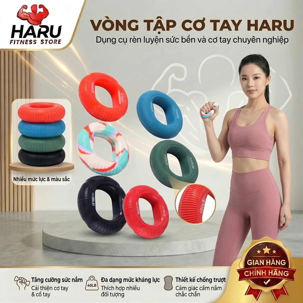 Vòng Tập Cơ Tay Đa Năng Silicon – Dụng Cụ Tập Lực Tay, Phục Hồi, Gym, Đàn Hồi Cao, Chống Trượt HR81
