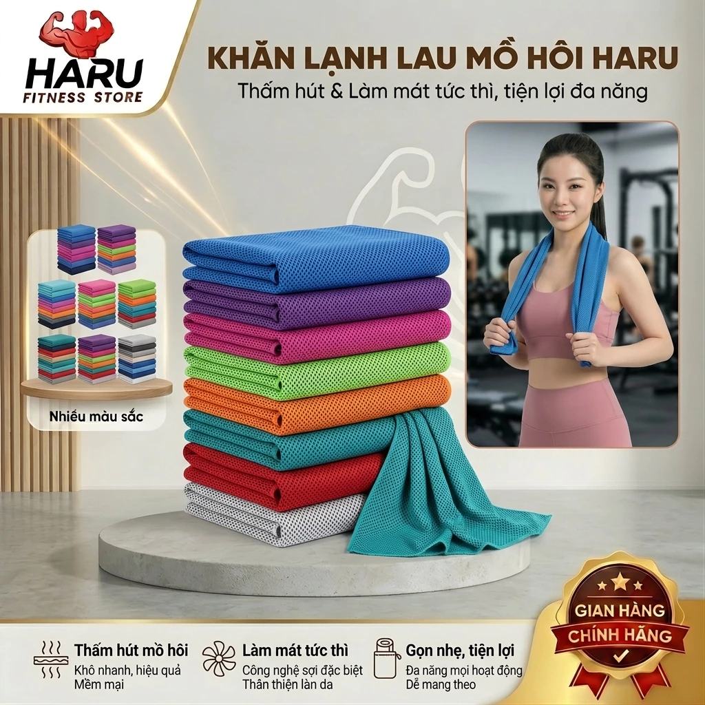 Khăn Lạnh Haru Đa Năng Thấm Hút Mồ Hôi, Mát Lạnh Tập Gym, Thể Thao Cao Cấp HR22