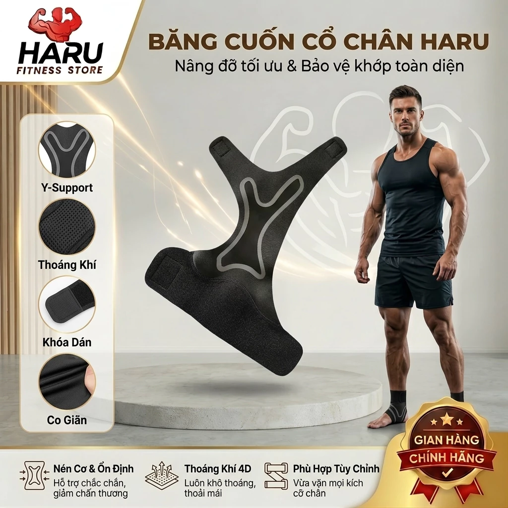 Băng Quấn Cổ Chân HARU - Đai Hỗ Trợ Mắt Cá Chân Y-Shape Chống Lật Chấn Thương Gym Chạy Bộ HR24